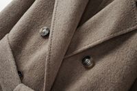 Manteau d'affaires décontracté pour femme, à revers crantés, double boutonnage, ceinture à la taille, longueur midi, mélange laine et cachemire, chaud pour l'automne et l'hiver
