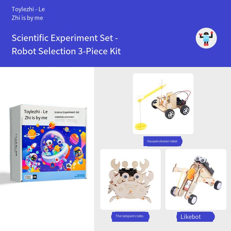 Conjunto de 3 piezas para experimentos con robots - PPT para enseñanza.