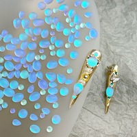 Nouvelles décorations pour ongles : combinaison de diamants ovales et en forme de goutte d'eau, en verre mat bleu, pour professionnels de l'onglerie