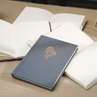 Carnet à couverture rigide en tissu avec logo personnalisé, entièrement personnalisable, estampillé à chaud or rose, carnet de croquis vierge