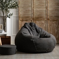 Fauteuil Poire Moderne Grand Format en Lin et Coton, Canapé Paresseux Tatami Monoplace Portable avec Poignée pour Salon, Chambre et Balcon