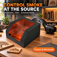 Nouvelle housse de protection ignifuge noire pour graveur laser avec fenêtre de visualisation, porte à fermeture éclair et ventilateur d'extraction, garantie 6 mois pour atelier domestique