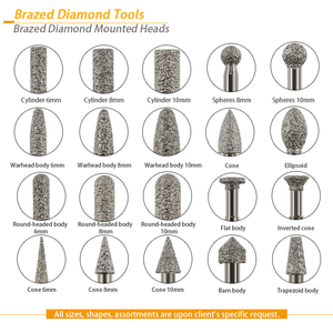 20 cái công cụ quay Phụ kiện Đá Khắc Bộ kim cương Mài Burr bit cho đá gốm thủy tinh khắc, đánh bóng, khắc - Product Image 2