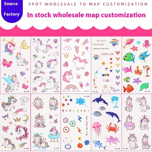 2023 pegatinas de tatuaje de papel impermeables personalizadas lindo diseño de unicornio aplicación corporal temporal para niños al por mayor <span class=keywords><strong>en</strong></span> <span class=keywords><strong>Amazon</strong></span> - Product Image 3