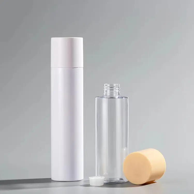 Botol Toner Plastik Pet Kosmetik, 100Ml 120Ml 150Ml 200Ml Mewah Putih Bening dengan Tutup Sekrup Botol Minyak Pembersih
