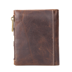 RFID Blocking Vintage Soft Top Grain carte di vacchetta portafoglio porta carte di credito in <span class=keywords><strong>pelle</strong></span> con cerniera - Product Image 2