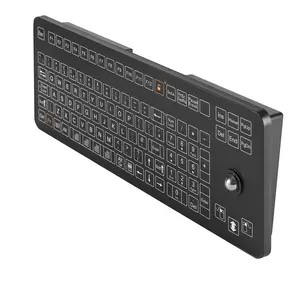 Teclado industrial IP68 de membrana com micro interruptor e trackball óptico de 109 teclas