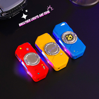Briquet anti-stress rotatif lumineux en métal, rechargeable au gaz butane, coupe-vent, avec allumage à griffes
