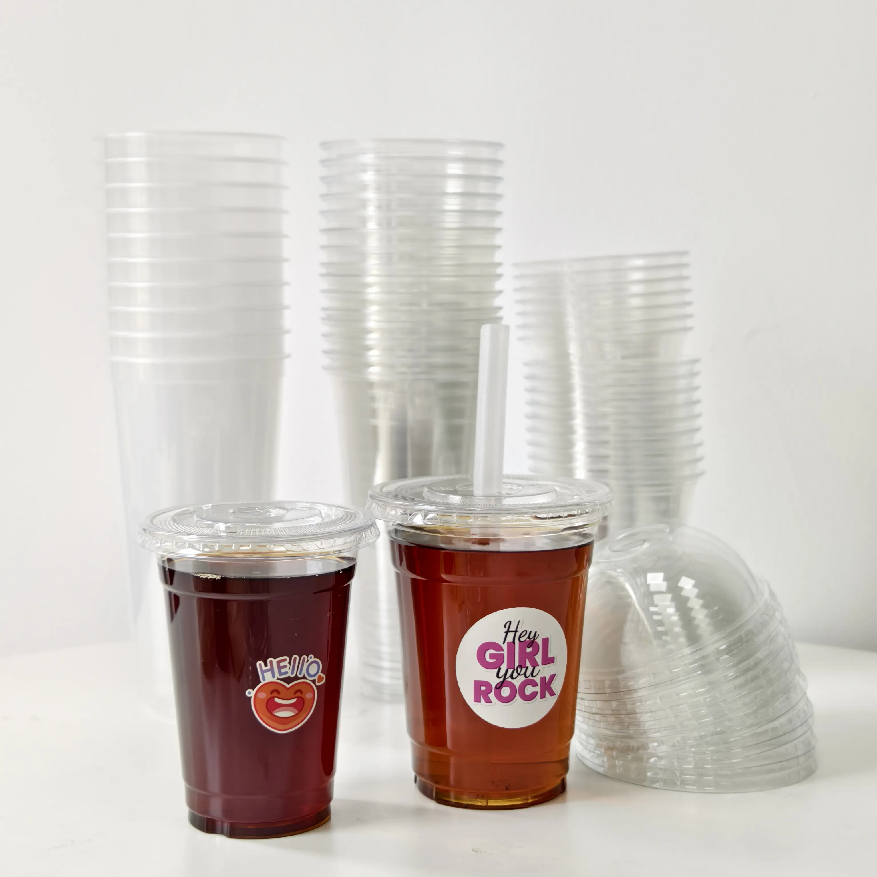 OEM Disposable clear 16oz plastic coffee cups custom injection pp cups with lids