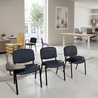 Chaise de conférence ergonomique rembourrée avec tablette d'écriture, chaise visiteur empilable à structure métallique pour réunions de bureau, formations et événements