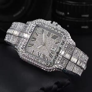 <b>Men's</b> Luxury Moissanite Diamond Quartz Watch Square Case 5mm Stainless Steel Band Alloy Professional Executive Timepiece - Product Image 4