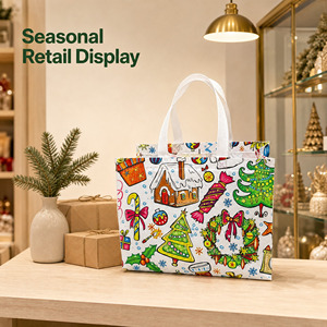 Bolsas de Regalo Navideñas Festivas, Bolsas de Compras con Estampado de Leopardo, Reutilizables, de Tela No Tejida, con Asas Extra Grandes - Product Image 2