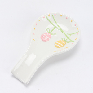 Beurrier en céramique blanche avec couvercle, motif œuf de Pâques suspendu, pour une décoration festive de la cuisine - Product Image 5