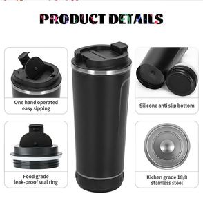 Gobelets Bluetooth d'extérieur en gros, en acier inoxydable, avec haut-parleur intégré, 18 oz, minces et droits - Product Image 3