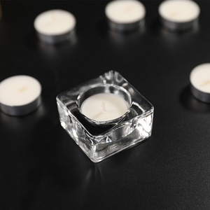 Vente en gros de porte-bougies en verre de Chine, bougeoirs transparents, plateaux carrés, bougies parfumées créatives, Noël - Product Image 1