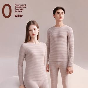 ชุดชั้นในให้ความอบอุ่นสำหรับคู่รักของผู้ชายผู้หญิงเสื้อสูท<span class=keywords><strong>2</strong></span>ชิ้นคอวีลายขวางต้านเชื้อแบคทีเรียทำจากโพลีเอสเตอร์สแปนเด็กซ์สำหรับฤดูใบไม้ร่วงฤดูหนาว - Product Image 3