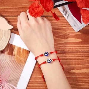 Fabricante turco Evil Eyes Bead Charm pulseras hechas a mano macramé suerte <span class=keywords><strong>7</strong></span> <span class=keywords><strong>nudos</strong></span> Rojo Negro cordón cuerda anudada <span class=keywords><strong>pulsera</strong></span> - Product Image 6
