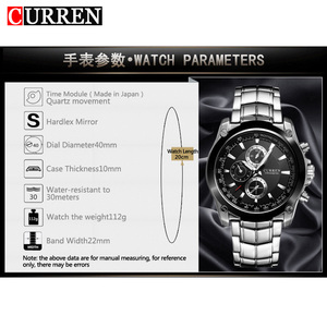 Montre à quartz pour homme de luxe 8025, style sport et affaires, mouvement à aiguilles, résistance à l'eau 3 BAR, alliage d'acier inoxydable - Product Image 6