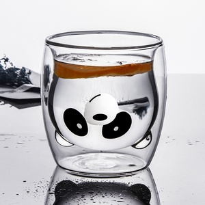 Gato dos desenhos animados 300ml Alta Borosilicato Vidro Parede Dupla Caneca De Café Estilo Bonito Copo de Leite para Crianças Pequeno-almoço e Jantar Drinkware - Product Image 2