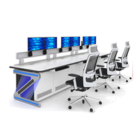 Console de luxe LEIENTE à trois places pour salles de surveillance, 1800*900*750mm, bureau de travail incurvé sur mesure pour centres de commandement