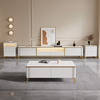 Yishangsen Luxus Wohnzimmermöbel Couchtischrahmen Fernsehtisch Buffet Schrank-Set Gold Mittelpunkt Marmor Edelstahl modern