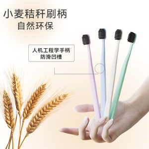 Cepillo de dientes de paja de trigo, cerdas suaves, cabezal pequeño, estuche portátil para higiene bucal, uso doméstico, para adultos - Product Image 1