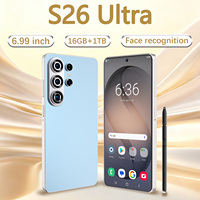 Smartphone S26 Ultra 5G, écran 6,9 pouces, appareil photo IA 108MP pour selfies, 16 Go RAM, 1 To stockage, batterie 8000 mAh, charge rapide, Face ID, empreinte digitale, GPS, double SIM