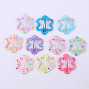 Pince à cheveux style coréen à découpe florale pour filles, 5,5 cm, pince BB en résine plastique, usage quotidien, accessoire de coiffure pour enfant - Product Image 2