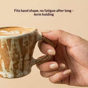 Juego de Taza y Platillo de Cerámica Rústica Retro Japonesa, Taza de Café con Esmalte de Horno, Regalo para el Té de la Tarde - Product Image 4