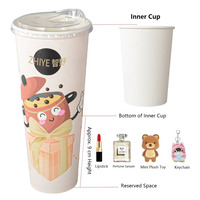 Gobelet à café jetable à double paroi personnalisable, style boîte mystère, pour milk tea, avec couvercle