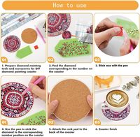 Kit de dessin au diamant DIY pour sous-verres - Ensemble de sous-verres personnalisés Van Gogh avec accessoires de peinture pour la décoration de la maison