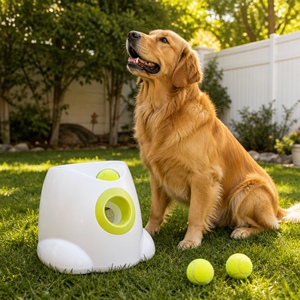 Lanceur de balles pour chien automatique moderne en plastique, lanceur de balles de tennis, trois portées de lancer 10, 20, 30 pieds, jeu en intérieur S-8303 - Product Image 4