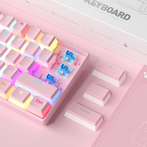 Teclado Mecánico para Juegos de PC, 64 Teclas RGB, USB, Portátil, 60%, Material ABS, Mini Teclado Mecánico Blanco - Product Image 2