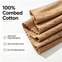 Tela de Punto Premium 100% Algodón con Diseño de Ojales y Pointelle para Prendas de Moda y Ropa Infantil, Directo de Fábrica