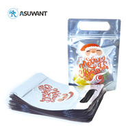 Sachet Doypack de Noël refermable avec fermeture éclair, motifs personnalisés variés, en matériau recyclé GRS 30%, pour bonbons et cadeaux