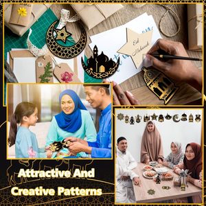 36 pièces d'ornements en bois pour le Ramadan, décorations murales pour la fête <span class=keywords><strong>de</strong></span> l'Eid, ornements suspendus en bois en forme <span class=keywords><strong>de</strong></span> lune et d'étoile - Product Image 6
