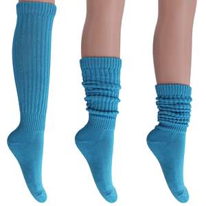Db Chaussettes amples bleu turquoise pour femme, hauteur genou, avec nœud décoratif, tricotées en nylon respirant, pour usage quotidien décontracté, taille 5 à 10 - Product Image 1