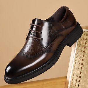 High Quality Men's Formal Oxford Business Derby Shoes Comfortable Soft Genuine Leather Upper Patchwork Design Height Increasing - Product Image 6