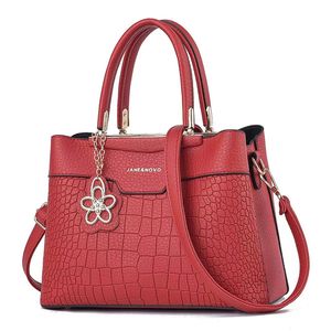 Bolso de Mano de Microfibra con Patrón de Cocodrilo Blanco para Mujer, Marca JANE&NOVO, con Adorno de Flor y Correa Extraíble, Elegante Bolso Tote para Uso Diario - Product Image 5