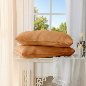 EVERLY Juego de 2 Fundas de Almohada 100% Lino Francés Natural Lavado 20x26 pulgadas - Caramelo con Cierre Sobreponido Tipo Sobre - Product Image 3