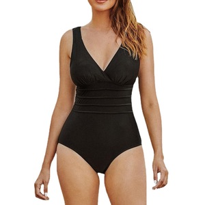 Croisé dos col en v solide bleu une pièce maillot de bain pour femmes Sexy dos nu Monokini 2023 maillot de bain vêtements de plage - Product Image 5