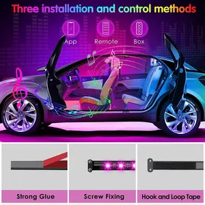 Lampu suasana Interior mobil Aksesori lampu mobil Strip lampu LED pintar untuk mobil RGB dalam Interior Led dengan aplikasi