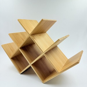 Bamboo Modern Wine Rack Minimalist Design <b>Tabletop</b> Display Shelf For Home Decor - Product Image 2