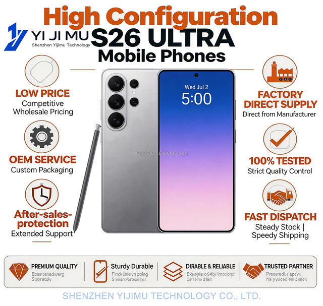 16G+1TB Discounted Price S26 Ultra 5G Cell Phone 108MP Dual SIM Unlocked Global Version Smartphone LTE Cellular Fast Shipping