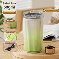 Mug auto-mélangeur automatique en acier inoxydable 316, couleur dégradée personnalisée, 500 ml, portable, rechargeable, avec couvercle, pour café, logo, mariage
