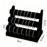 Présentoir à roulettes 3 niveaux en velours pour bracelets et colliers, diamètre 5 cm, approvisionnement direct usine, best-seller