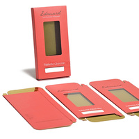 Emballages personnalisés en carton recyclé de qualité alimentaire pour barres chocolatées, avec revêtement UV, pelliculage mat, gaufrage et fenêtre de taille personnalisée
