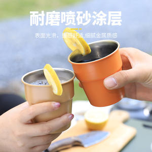 Outdoor Stackable <b>Mug</b> 304 Stainless Steel 300Ml Lightweight Camping Cup Portable Drinkware Set - Product Image 3