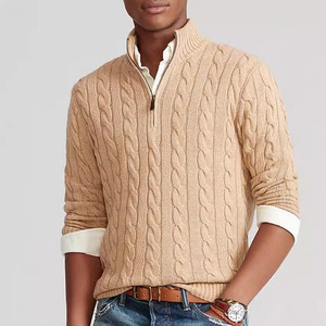 Commerce extérieur 2025 – Nouvelle collection automne-hiver – <span class=keywords><strong>Pull</strong></span> en maille torsadée pour <span class=keywords><strong>homme</strong></span>, <span class=keywords><strong>col</strong></span> semi-<span class=keywords><strong>montant</strong></span> zippé, respirant, lavable en machine, en polyester - Product Image 4