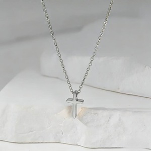 Stainless Steel Cross Pendant <b>Necklace</b> Gold Color <b>Small</b> Size Everyday Wear Unisex Jewelry - Product Image 2
